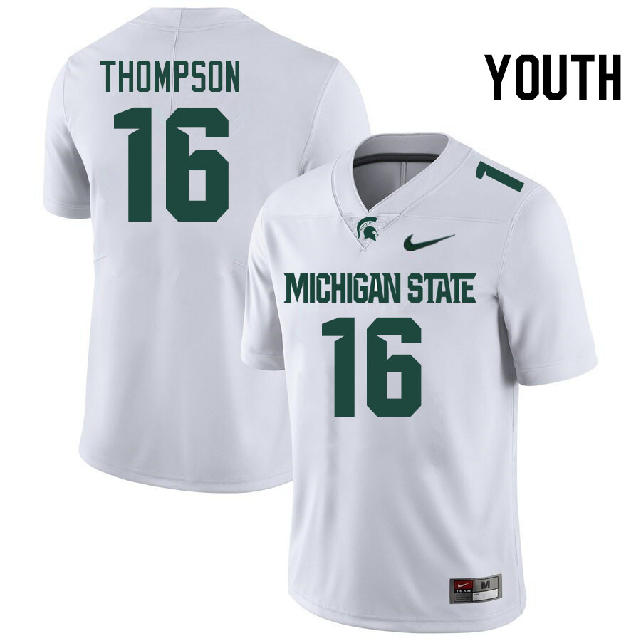 Youth #16 Jaylen Thompson Michigan State Spartans College Football Jersesys Stitched-White